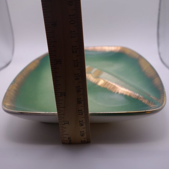 Vintage ESD Japan OT22502  Green with Gold Trim Rectangular Ceramic Ash Tray - Picture 10 of 16